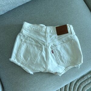 Levi’s 501 High Rise White Denim Shorts